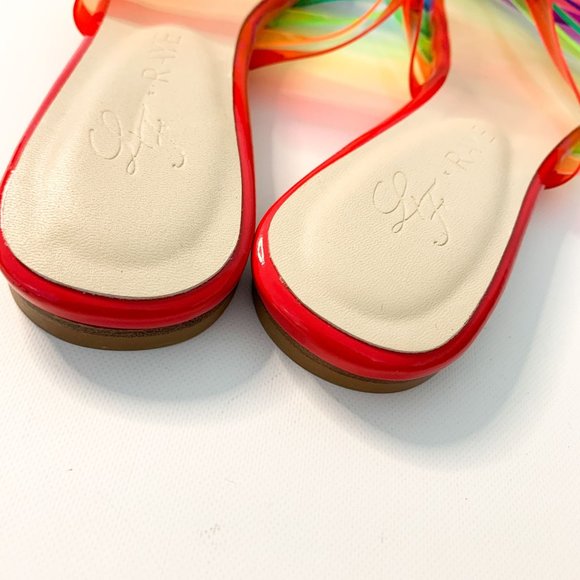 Lovers & Friends Raye Red Rainbow Slide Sandals 5.5 - Picture 8 of 8